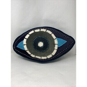 EVIL EYE Shaped Throw Pillow Teal and Black Gusseted World Market OEKO-TEX Decor